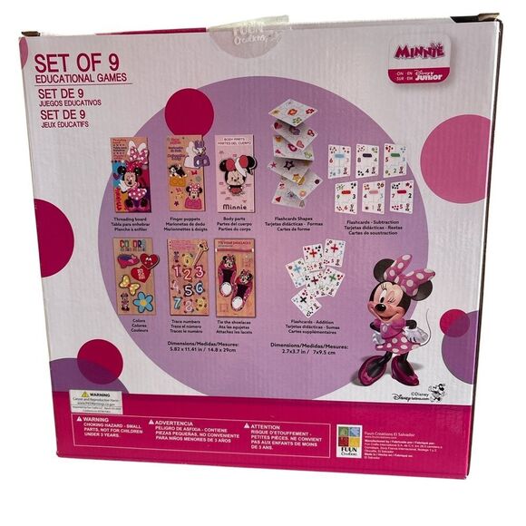 Nwt Minnie Wooden set of 9 Educational Games Set - Picture 2 of 2